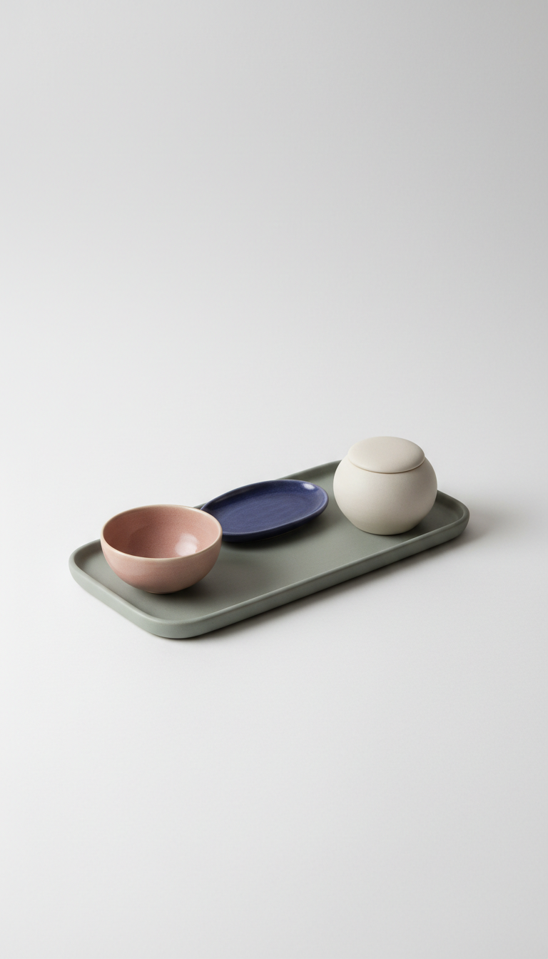 Matte Stoneware Serving Tray With Low Rim