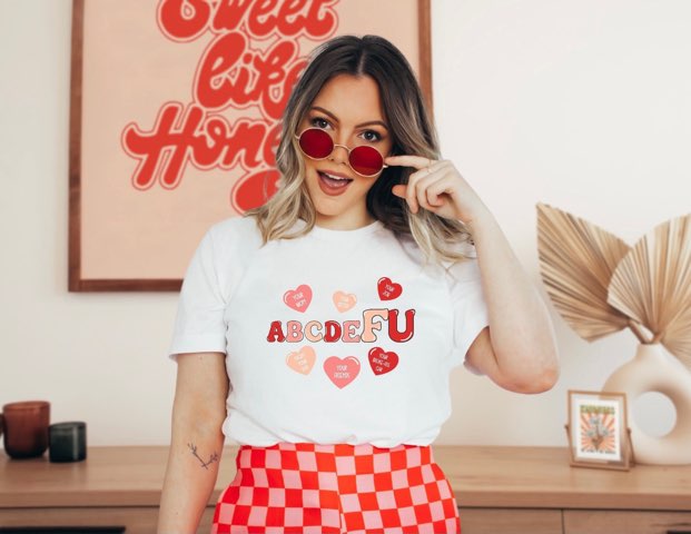 Red & Pink Hearts Graphic Tee
